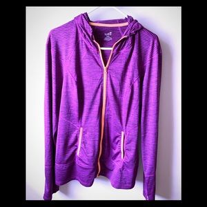 Lukka Purple Striped Full Zip Athletic Hoodie